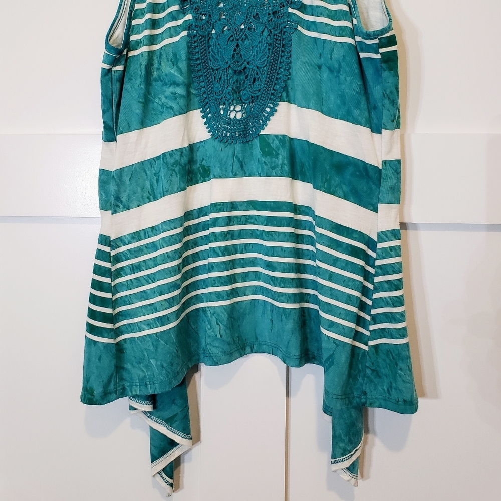 New Directions Weekend Sleeveless Cardigan Open Built In Tank Lace Size … - Picture 12 of 15